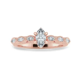 0.50cts. Marquise Cut Solitaire Diamond Accents 18K Rose Gold Ring JL AU 2019R-A