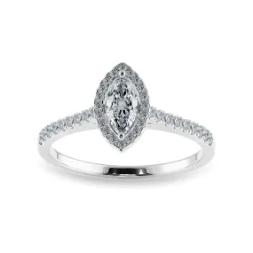 050cts Marquise Cut Solitaire Halo Diamond Shank Platinum Ring JL PT 1201-A