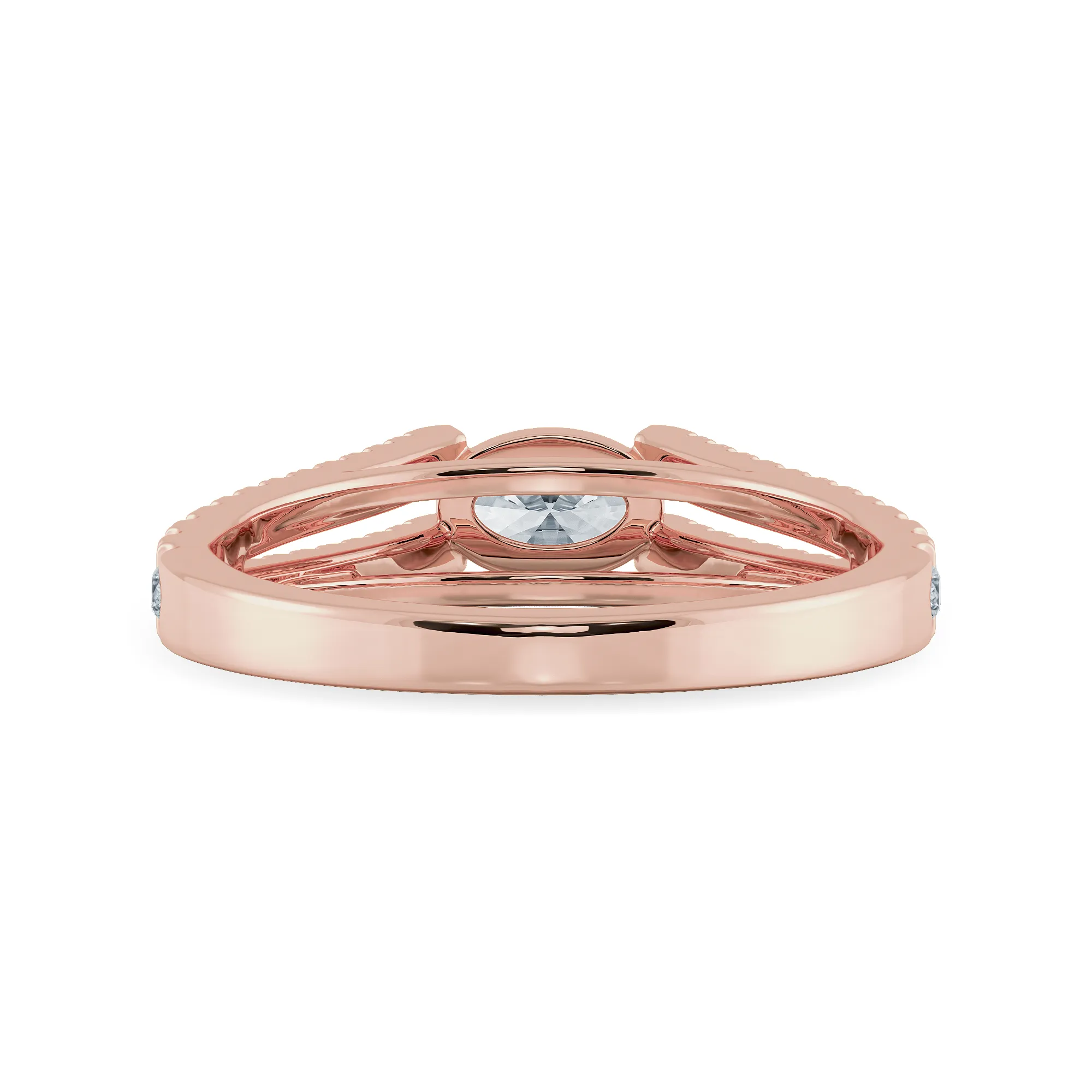 0.50cts. Oval Cut Solitaire Diamond Split Shank 18K Rose Gold Ring JL AU 1182R-A