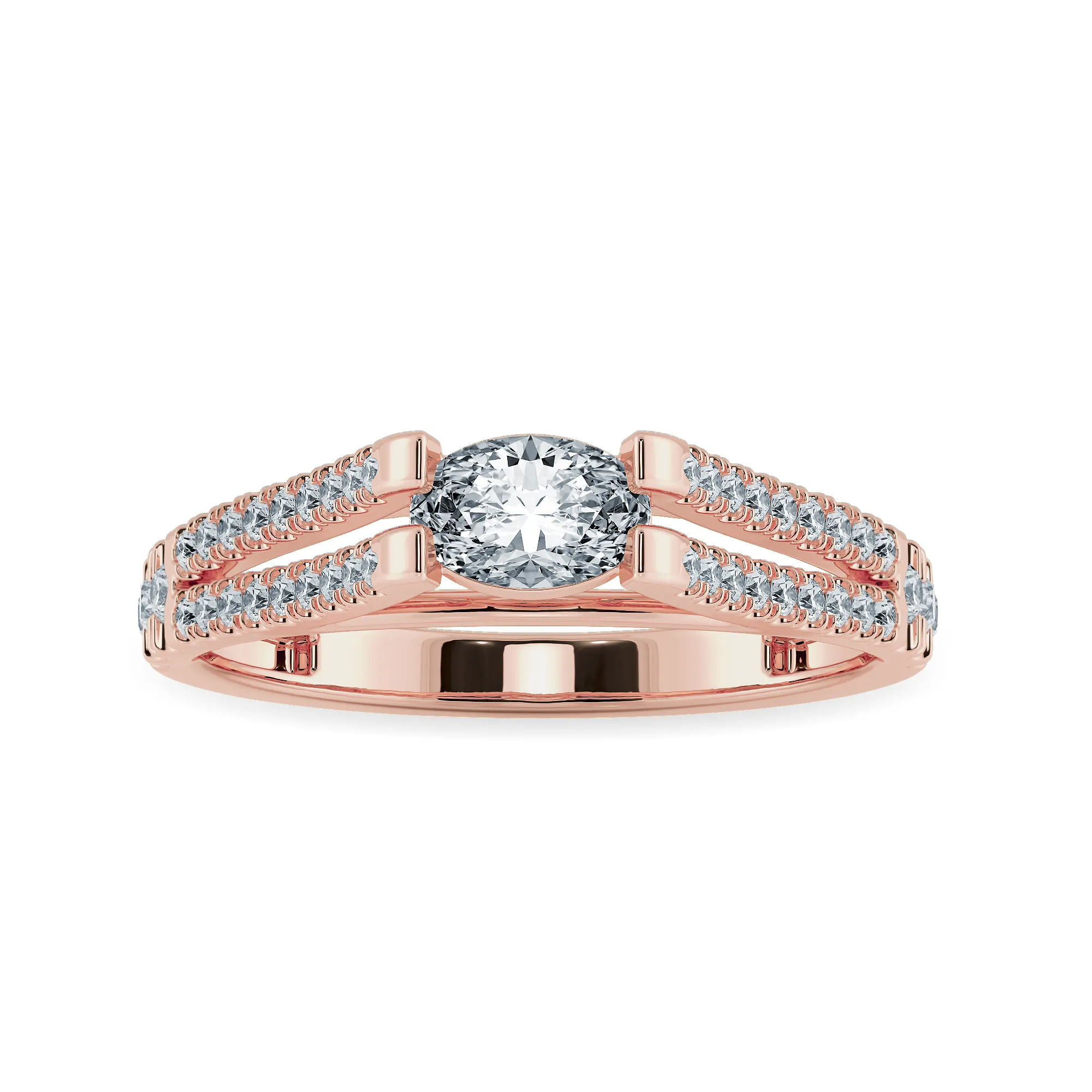 0.50cts. Oval Cut Solitaire Diamond Split Shank 18K Rose Gold Ring JL AU 1182R-A