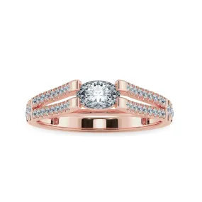 0.50cts. Oval Cut Solitaire Diamond Split Shank 18K Rose Gold Ring JL AU 1182R-A