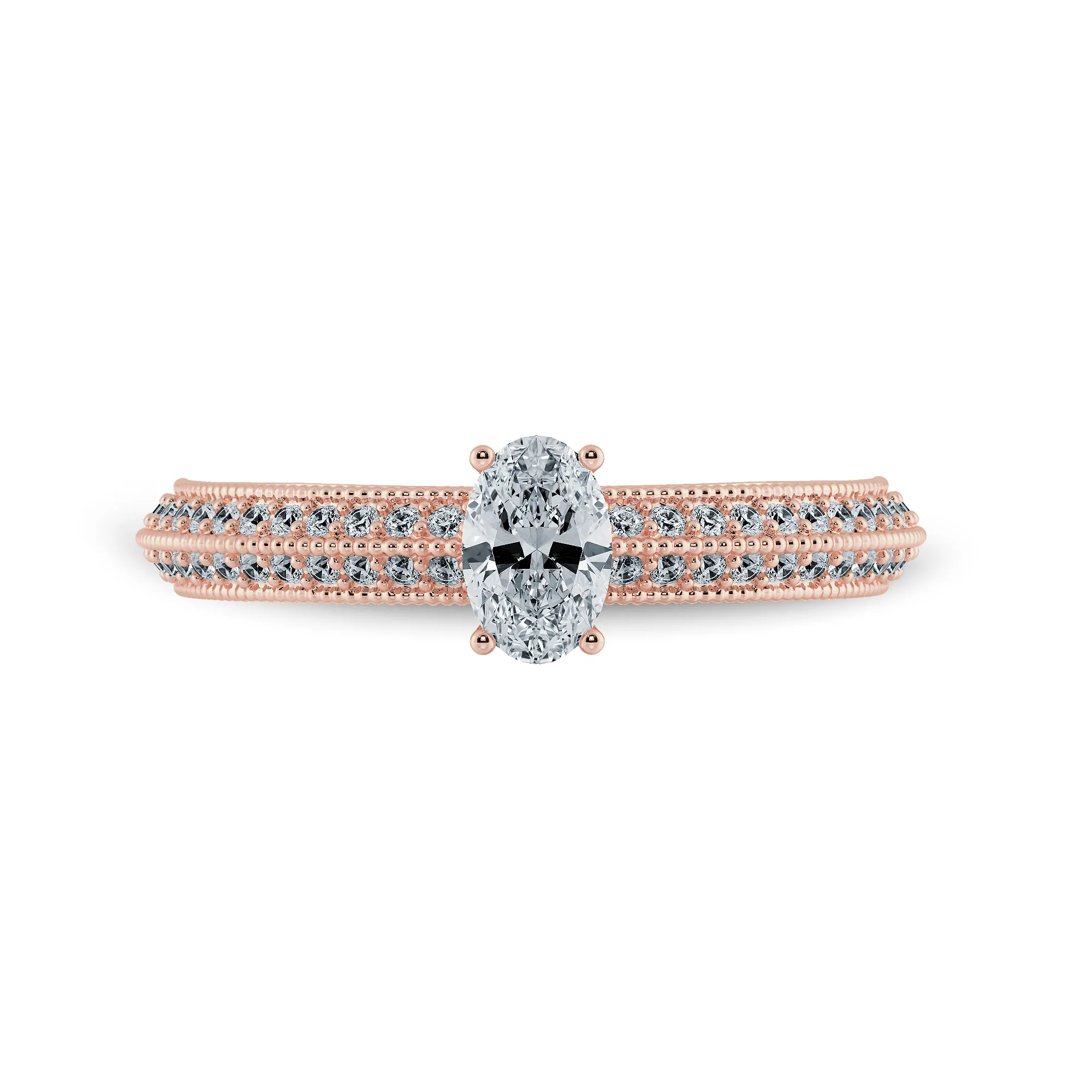 0.50cts. Oval Cut Solitaire Diamond Split Shank 18K Rose Gold Ring JL AU 1190R-A