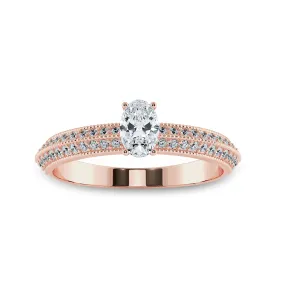 0.50cts. Oval Cut Solitaire Diamond Split Shank 18K Rose Gold Ring JL AU 1190R-A