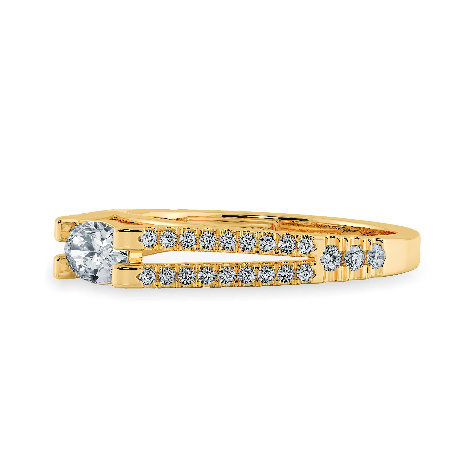 0.50cts. Oval Cut Solitaire Diamond Split Shank 18K Yellow Gold Ring JL AU 1182Y-A