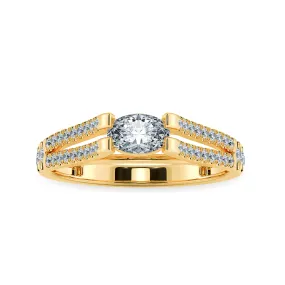 0.50cts. Oval Cut Solitaire Diamond Split Shank 18K Yellow Gold Ring JL AU 1182Y-A