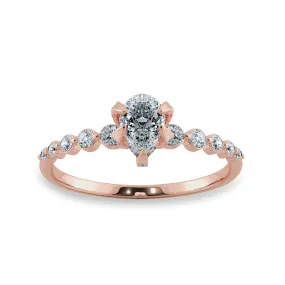 0.50cts. Pear Cut Solitaire Halo Diamond Accents 18K Rose Gold Ring JL AU 2009R-A