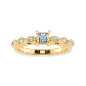0.50cts. Princess Cut Solitaire with Marquise Cut Diamond Accents 18K Yellow Gold Ring JL AU 2012Y-A