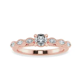 0.50cts. Solitaire 18K Rose Gold Ring with Marquise Cut Diamond Accents JL AU 2011R-A