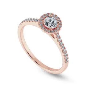 0.50cts. Solitaire Diamond Halo Shank 18K Rose Gold Ring JL AU 1193R-A