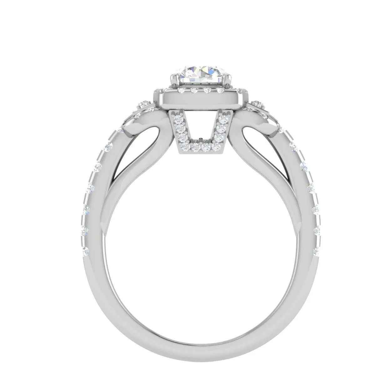 0.50cts Solitaire Halo Diamond Shank Platinum Ring JL PT 202