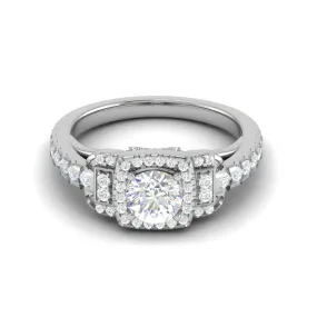 0.50cts Solitaire Halo Diamond Shank Platinum Ring JL PT 202