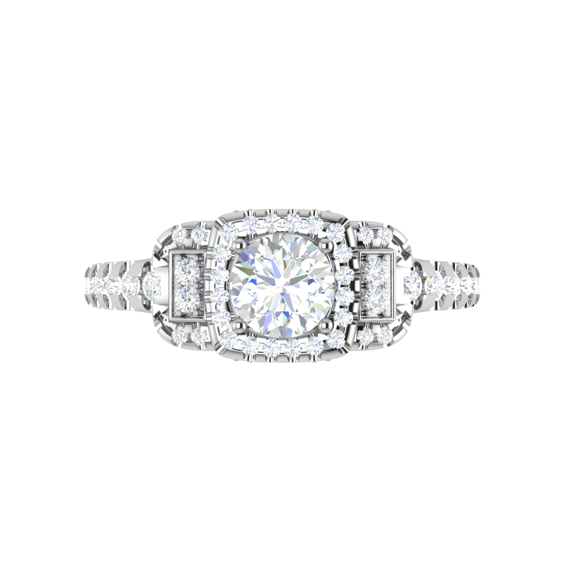 0.50cts Solitaire Halo Diamond Shank Platinum Ring JL PT 202