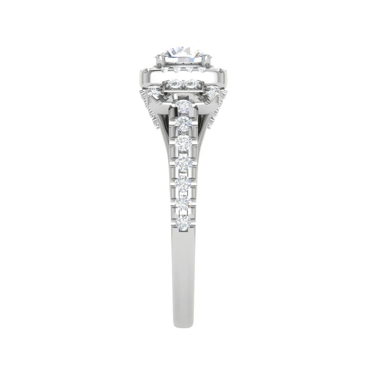 0.50cts Solitaire Halo Diamond Shank Platinum Ring JL PT 202