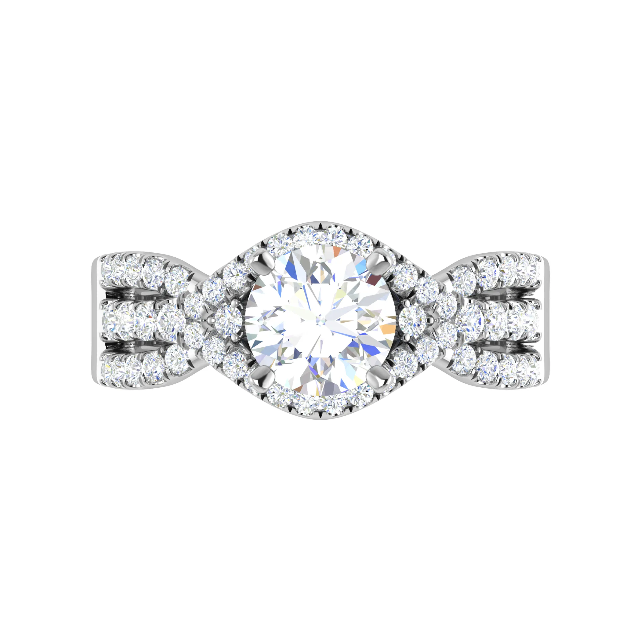 0.50cts Solitaire Halo Diamond Split Shank Platinum Ring JL PT WB5917E
