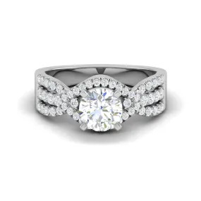 0.50cts Solitaire Halo Diamond Split Shank Platinum Ring JL PT WB5917E
