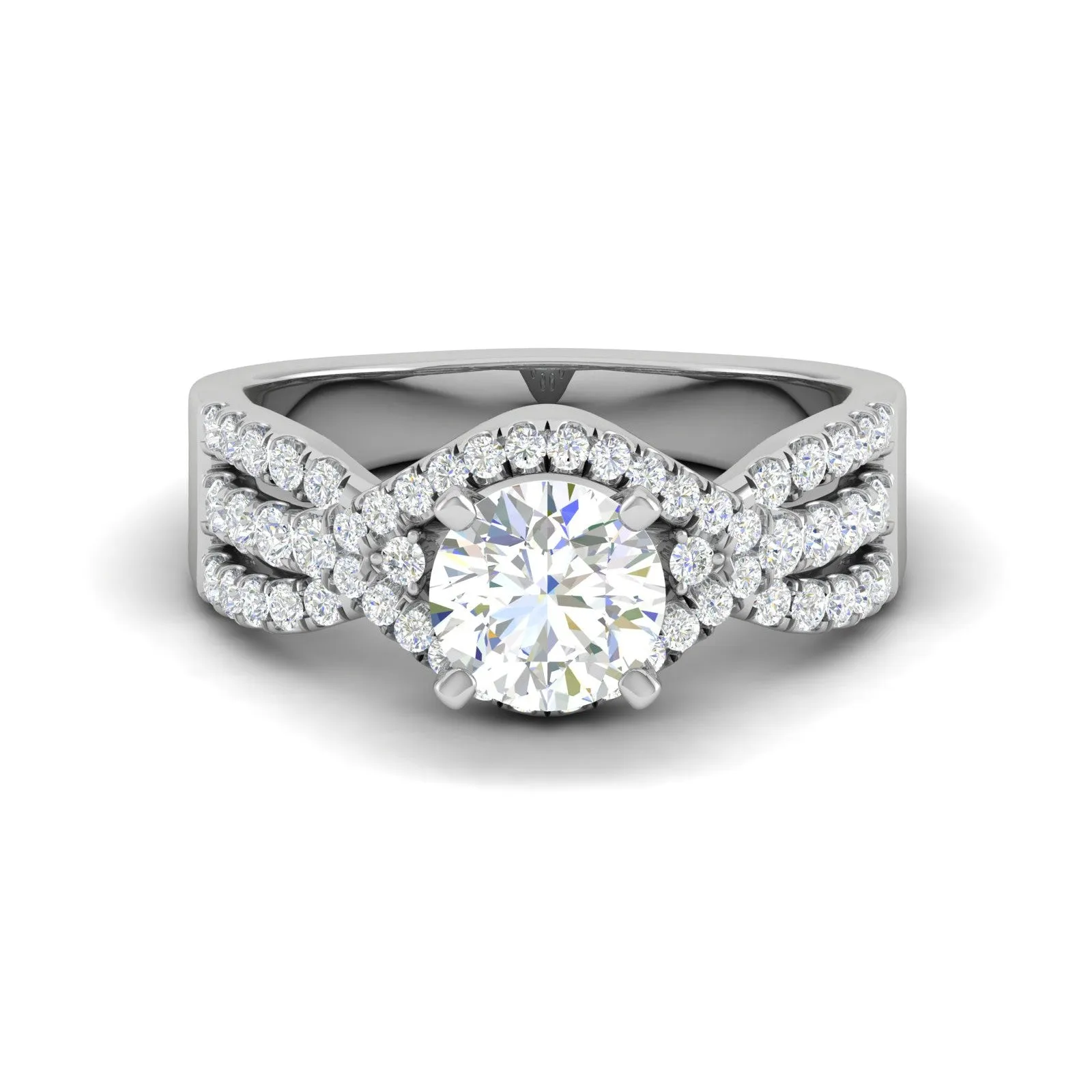 0.50cts Solitaire Halo Diamond Split Shank Platinum Ring JL PT WB5917E