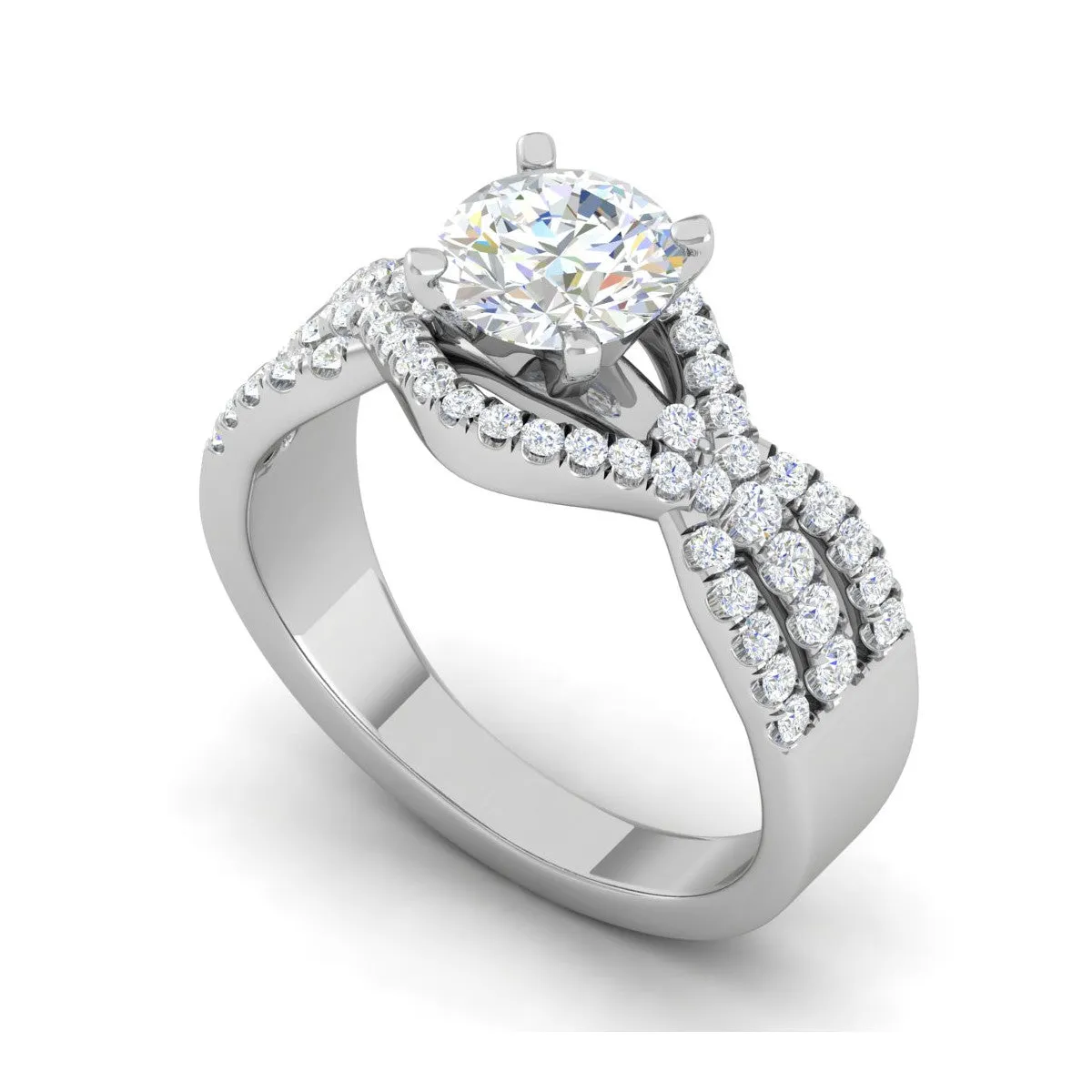 0.50cts Solitaire Halo Diamond Split Shank Platinum Ring JL PT WB5917E