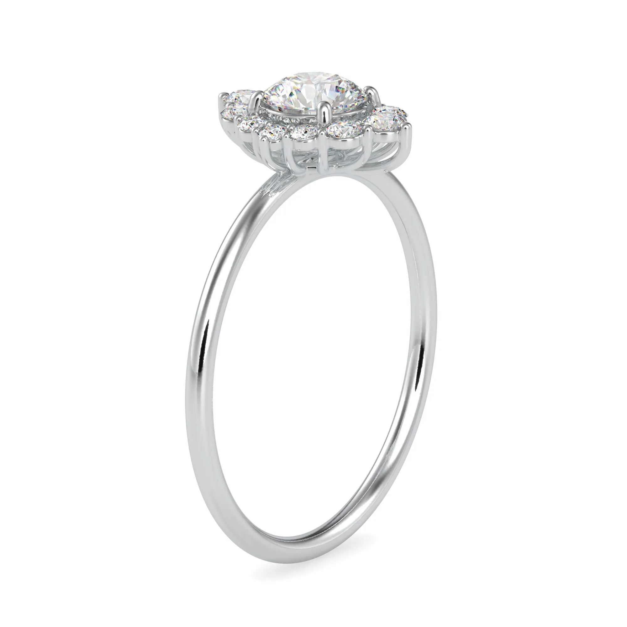0.50cts. Solitaire Platinum Diamond Halo Engagement Ring JL PT 0662