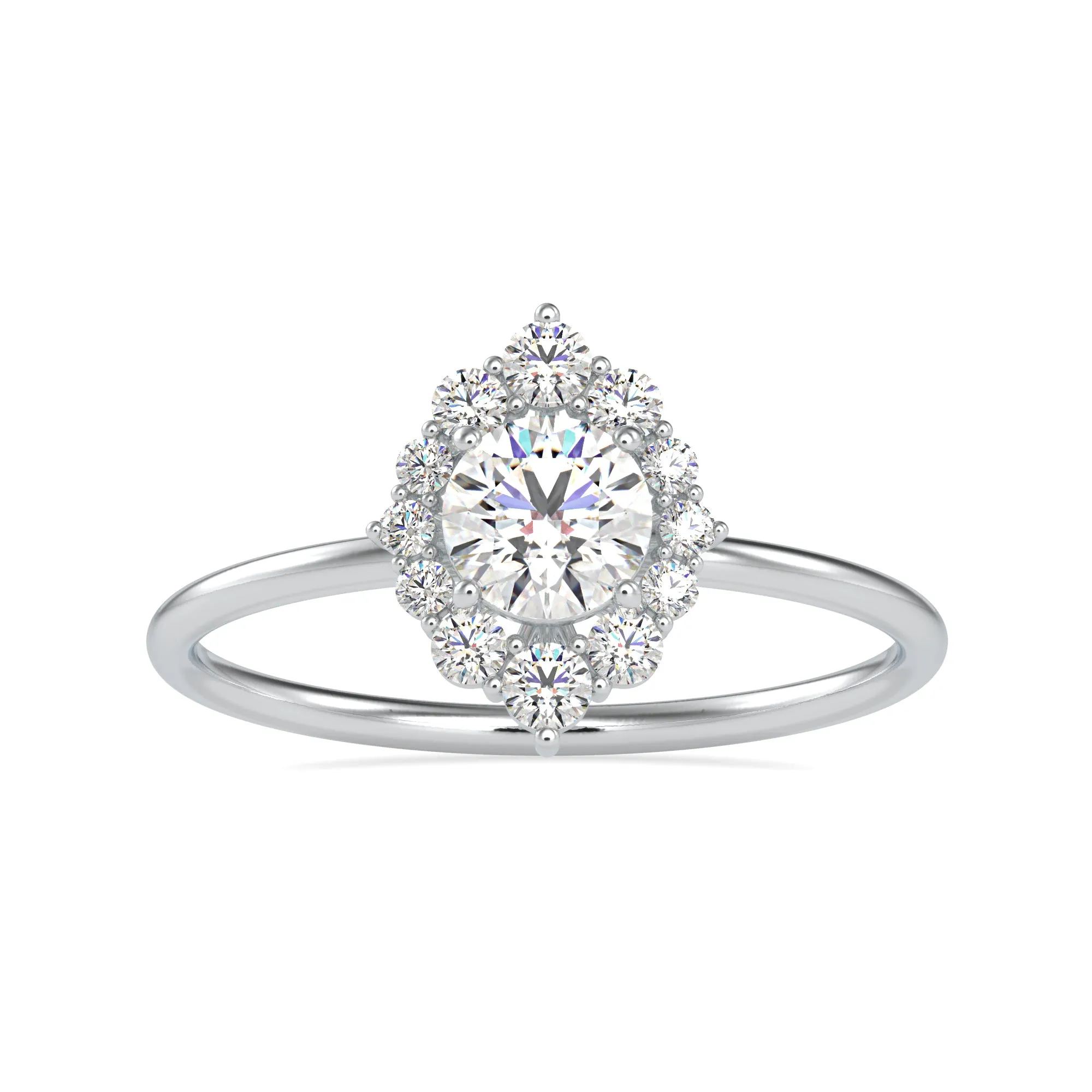 0.50cts. Solitaire Platinum Diamond Halo Engagement Ring JL PT 0662