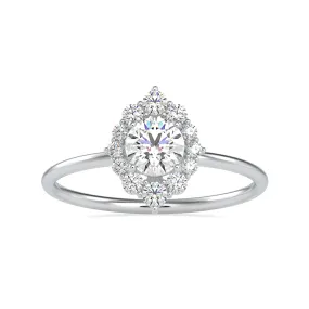 0.50cts. Solitaire Platinum Diamond Halo Engagement Ring JL PT 0662