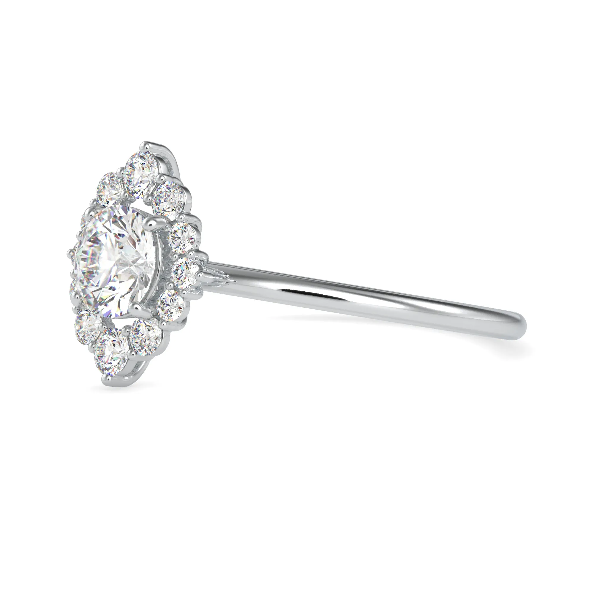 0.50cts. Solitaire Platinum Diamond Halo Engagement Ring JL PT 0662
