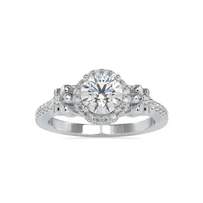 0.50cts. Solitaire Platinum Halo Diamond Shank Engagement Ring JL PT 0047-A