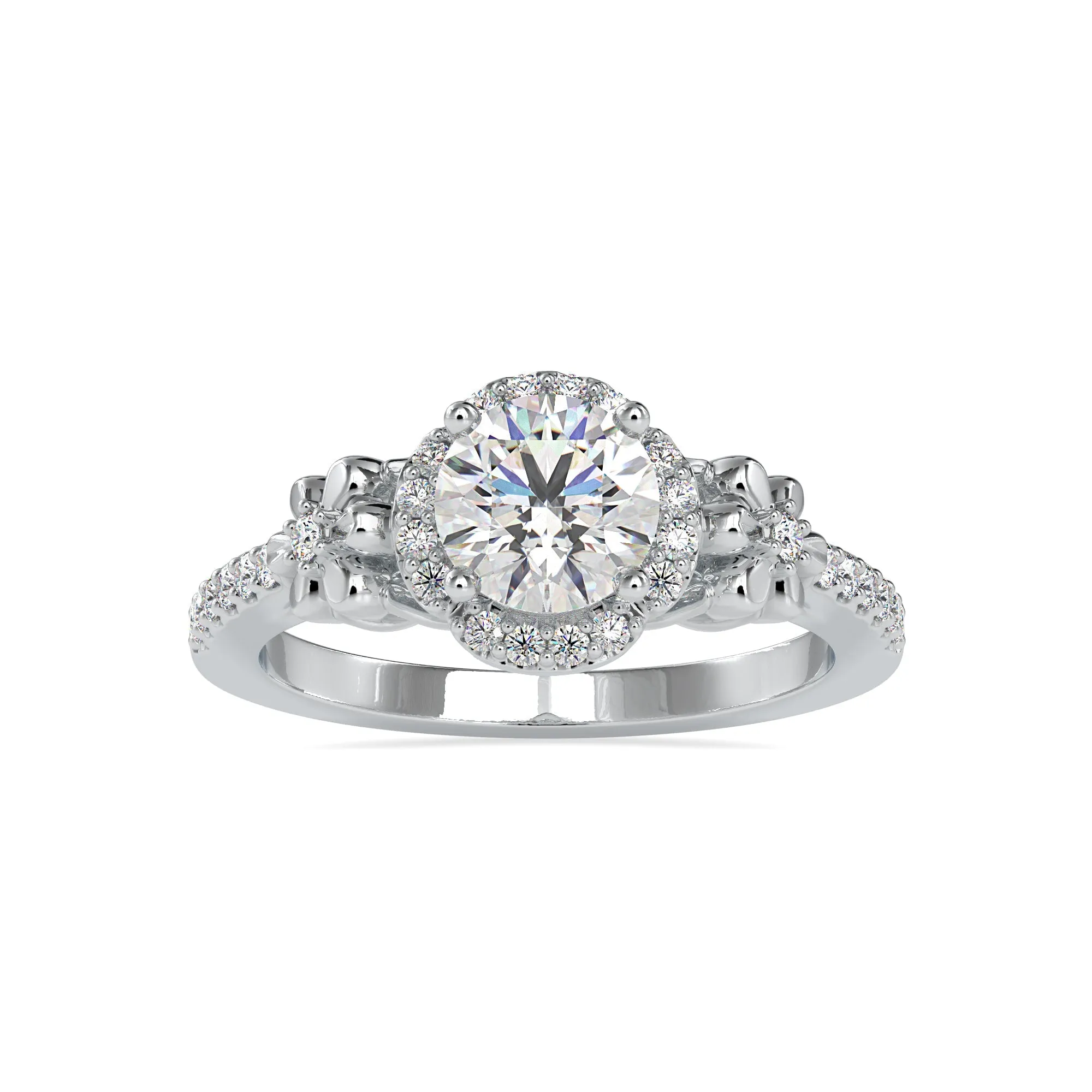 0.50cts. Solitaire Platinum Halo Diamond Shank Engagement Ring JL PT 0047-A