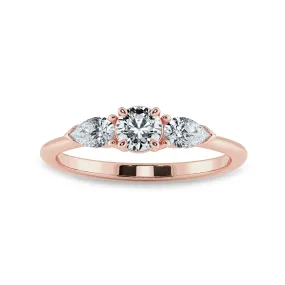 0.50cts. Solitaire with Pear Cut Diamond Accents 18K Rose Gold Ring JL AU 2020R-A