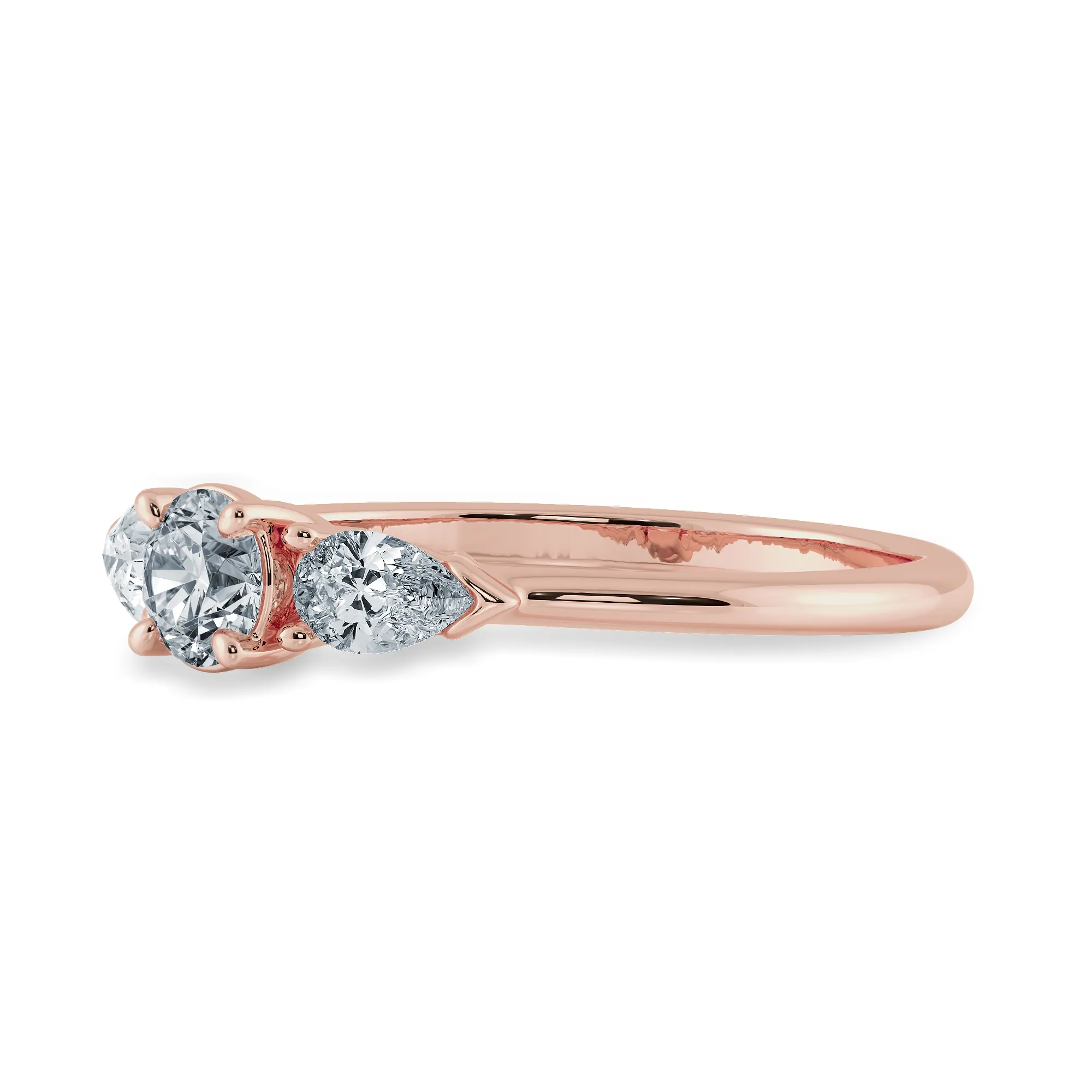0.50cts. Solitaire with Pear Cut Diamond Accents 18K Rose Gold Ring JL AU 2020R-A