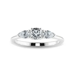 0.50cts Solitaire with Pear Cut Diamond Accents Platinum Ring JL PT 2020-A