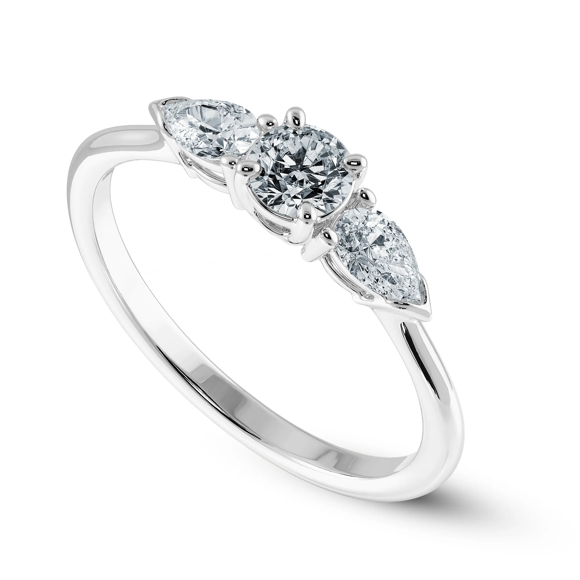 0.50cts Solitaire with Pear Cut Diamond Accents Platinum Ring JL PT 2020-A