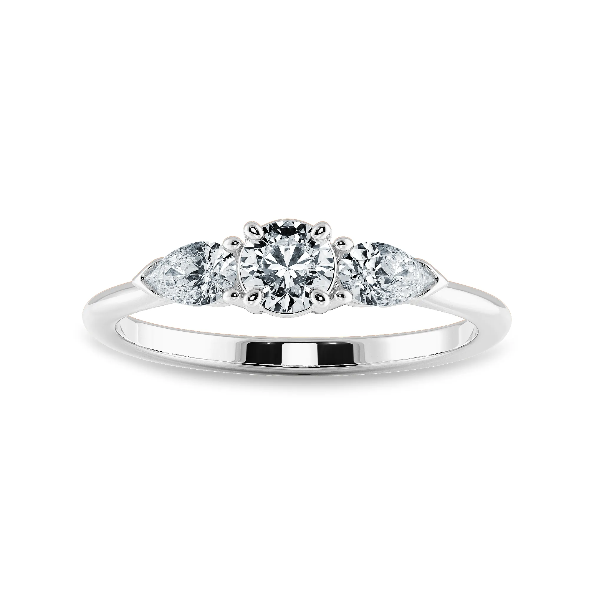 0.50cts Solitaire with Pear Cut Diamond Accents Platinum Ring JL PT 2020-A
