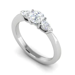 0.70 cts Solitaire with Pear Cut Diamond Accents Platinum Ring JL PT R3 RD 100