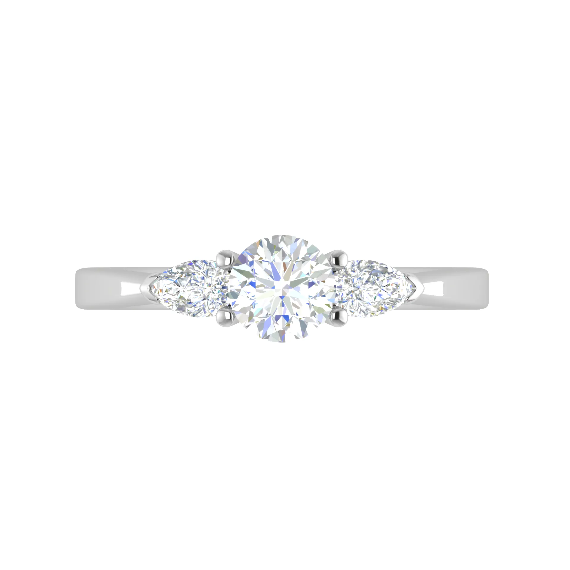 0.70 cts Solitaire with Pear Cut Diamond Accents Platinum Ring JL PT R3 RD 100