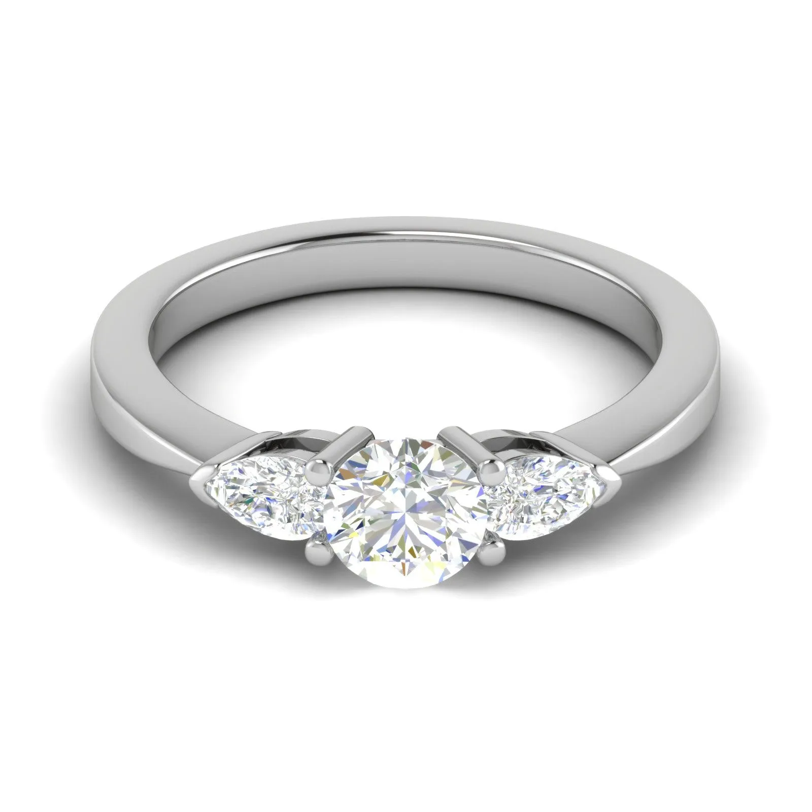 0.70 cts Solitaire with Pear Cut Diamond Accents Platinum Ring JL PT R3 RD 100