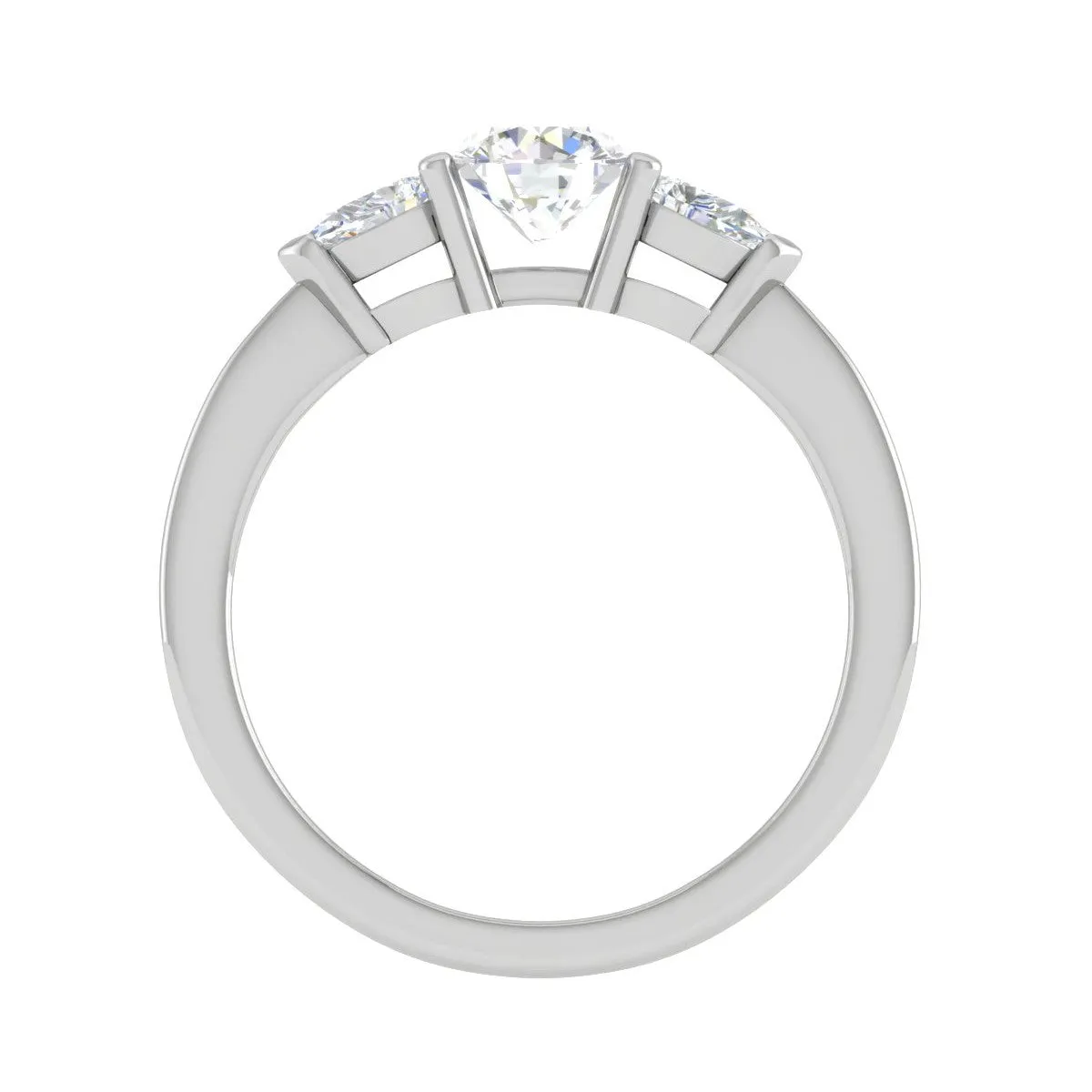 0.70 cts Solitaire with Pear Cut Diamond Accents Platinum Ring JL PT R3 RD 100