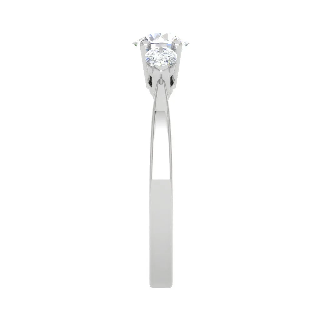 0.70 cts Solitaire with Pear Cut Diamond Accents Platinum Ring JL PT R3 RD 100