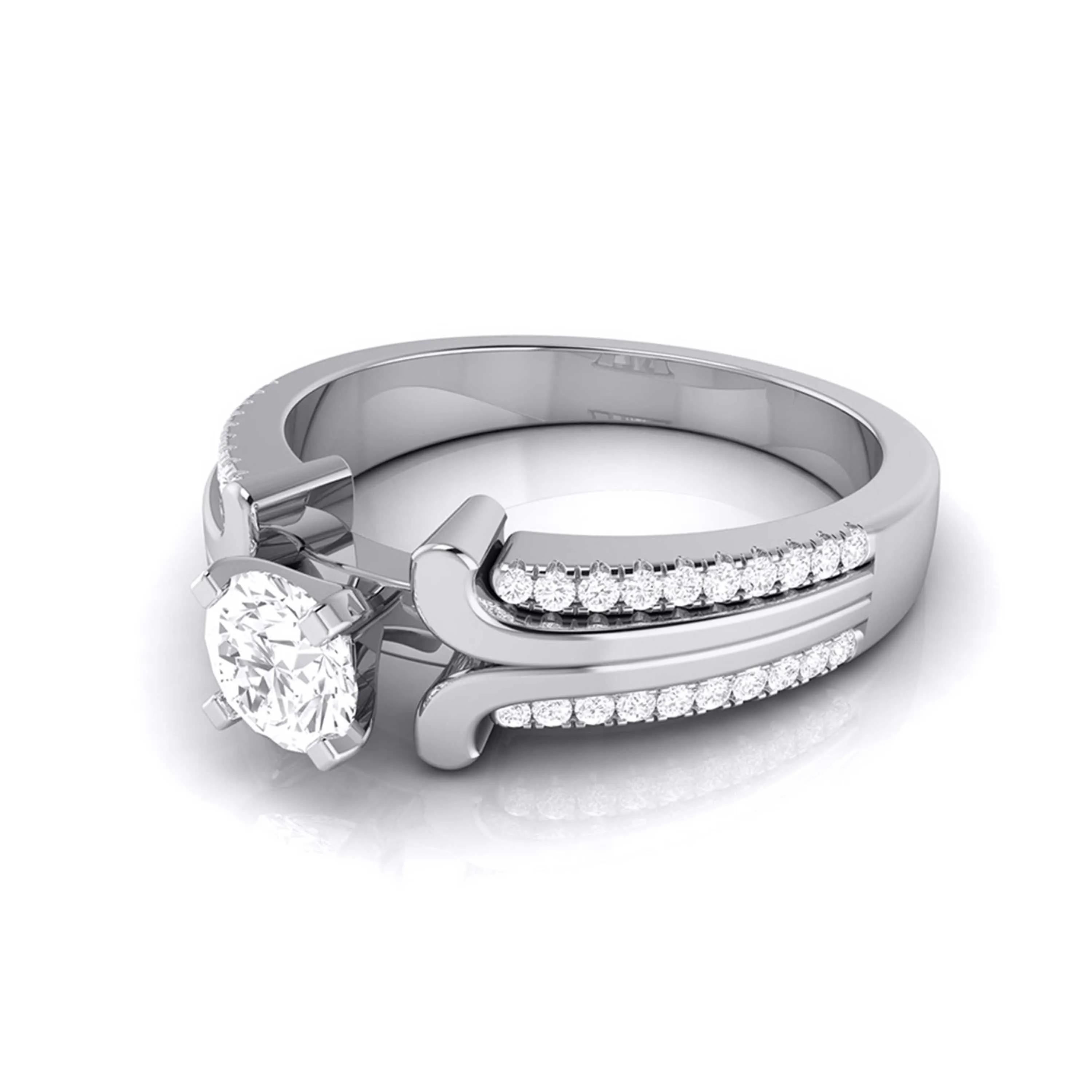 0.70-Pointer Lab Grown Solitaire Engagement Ring for Women with 2-Row Diamonds Shank JL PT LG G-116-B