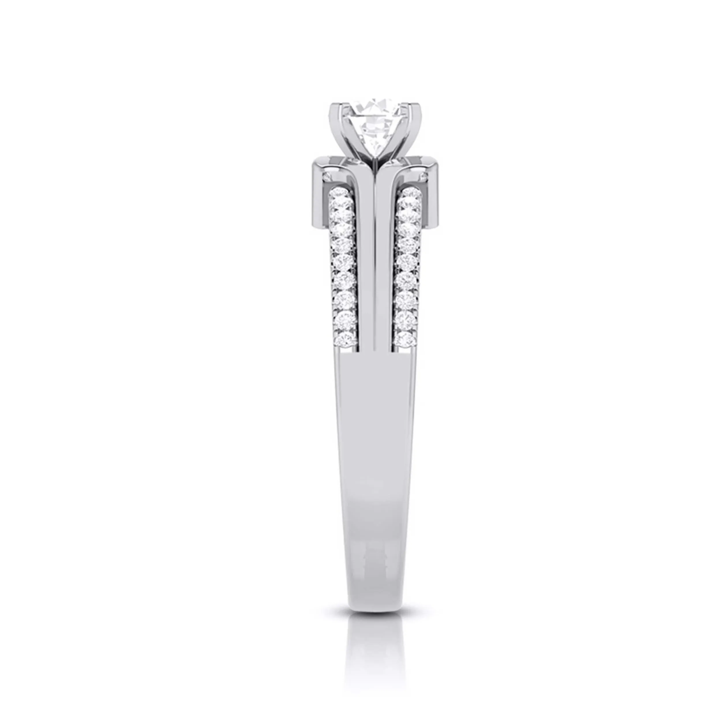 0.70-Pointer Lab Grown Solitaire Engagement Ring for Women with 2-Row Diamonds Shank JL PT LG G-116-B