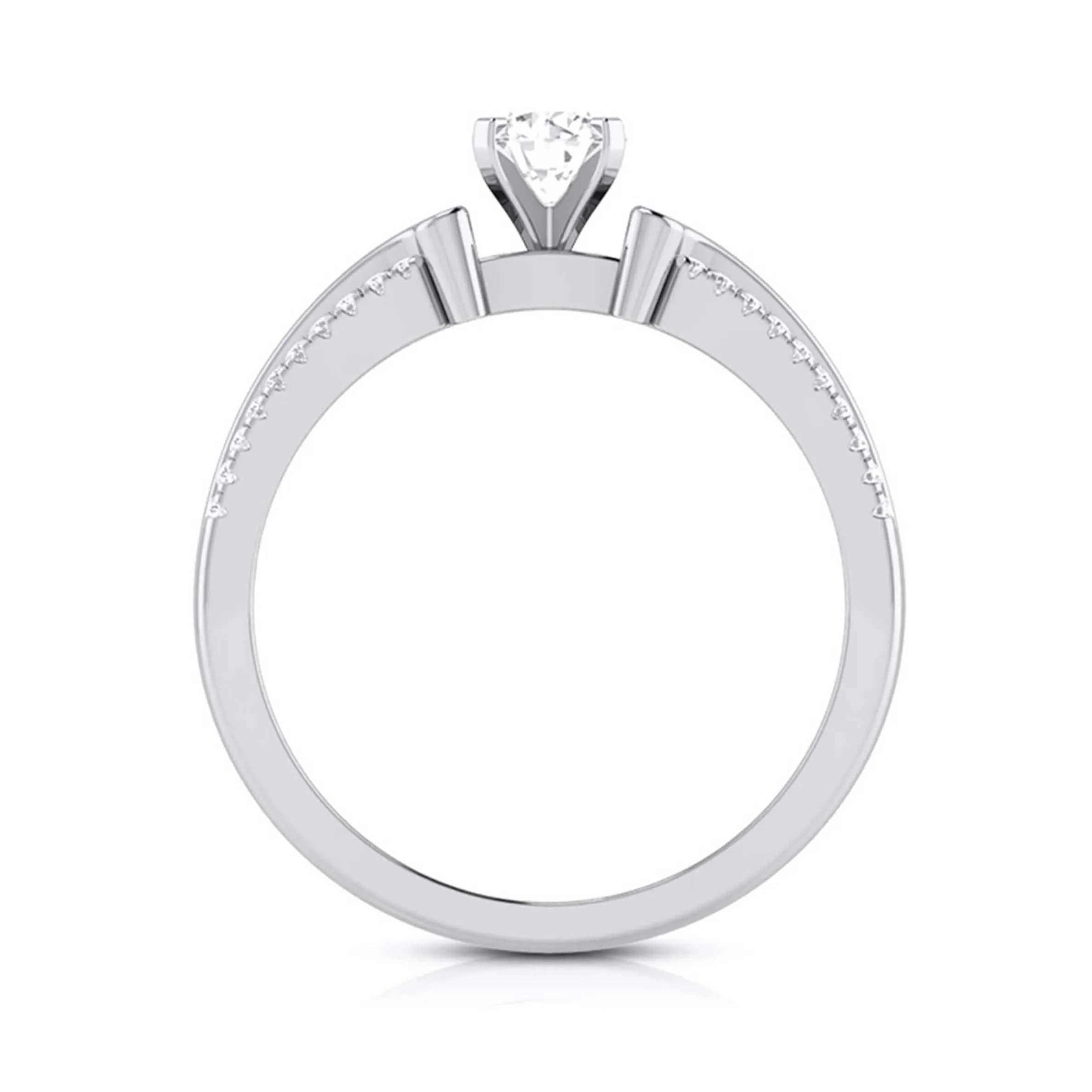 0.70-Pointer Lab Grown Solitaire Engagement Ring for Women with 2-Row Diamonds Shank JL PT LG G-116-B