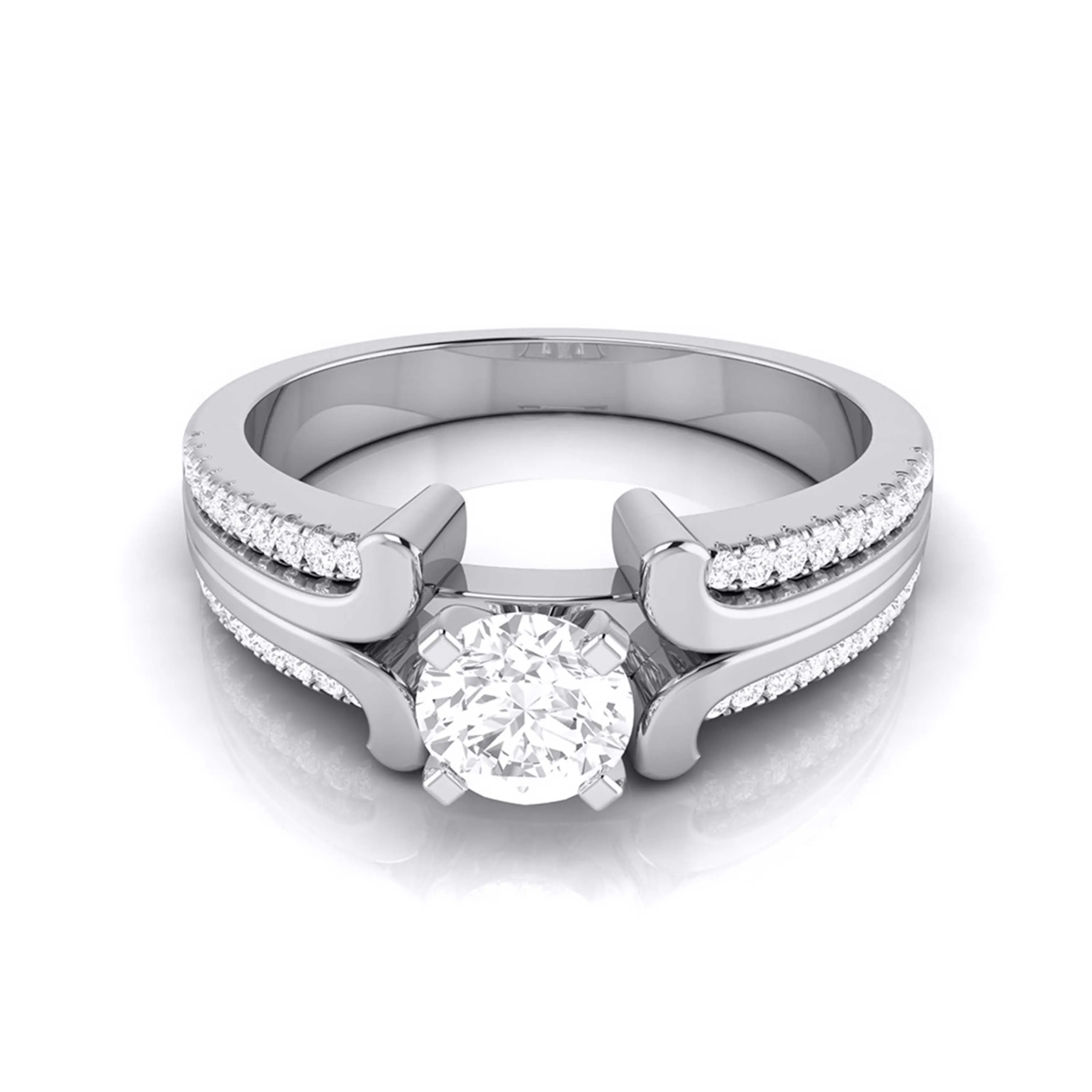 0.70-Pointer Lab Grown Solitaire Engagement Ring for Women with 2-Row Diamonds Shank JL PT LG G-116-B