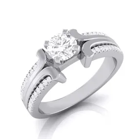 0.70-Pointer Lab Grown Solitaire Engagement Ring for Women with 2-Row Diamonds Shank JL PT LG G-116-B
