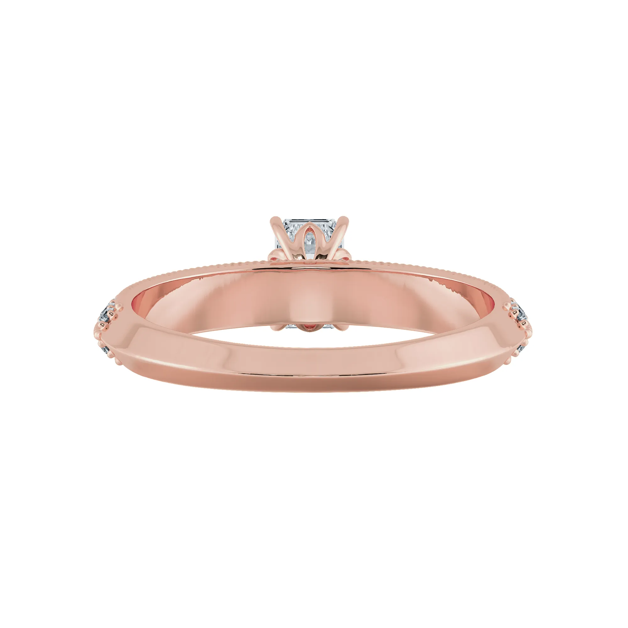 0.70cts. Emerald Cut Solitaire Diamond Split Shank 18K Rose Gold Ring JL AU 1188R-B