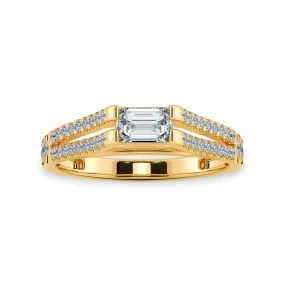 0.70cts. Emerald Cut Solitaire Diamond Split Shank 18K Yellow Gold Ring JL AU 1180Y-B