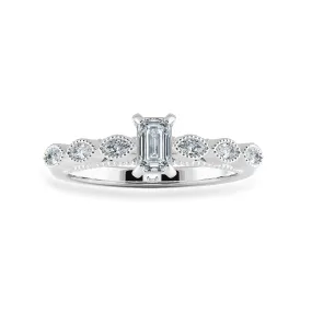 0.70cts Emerald Cut Solitaire Marquise Cut Diamond Accents Platinum Ring JL PT 2015-B