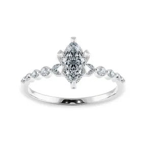 0.70cts Marquise Cut Solitaire Halo Diamond Accents Platinum Ring JL PT 2010-B