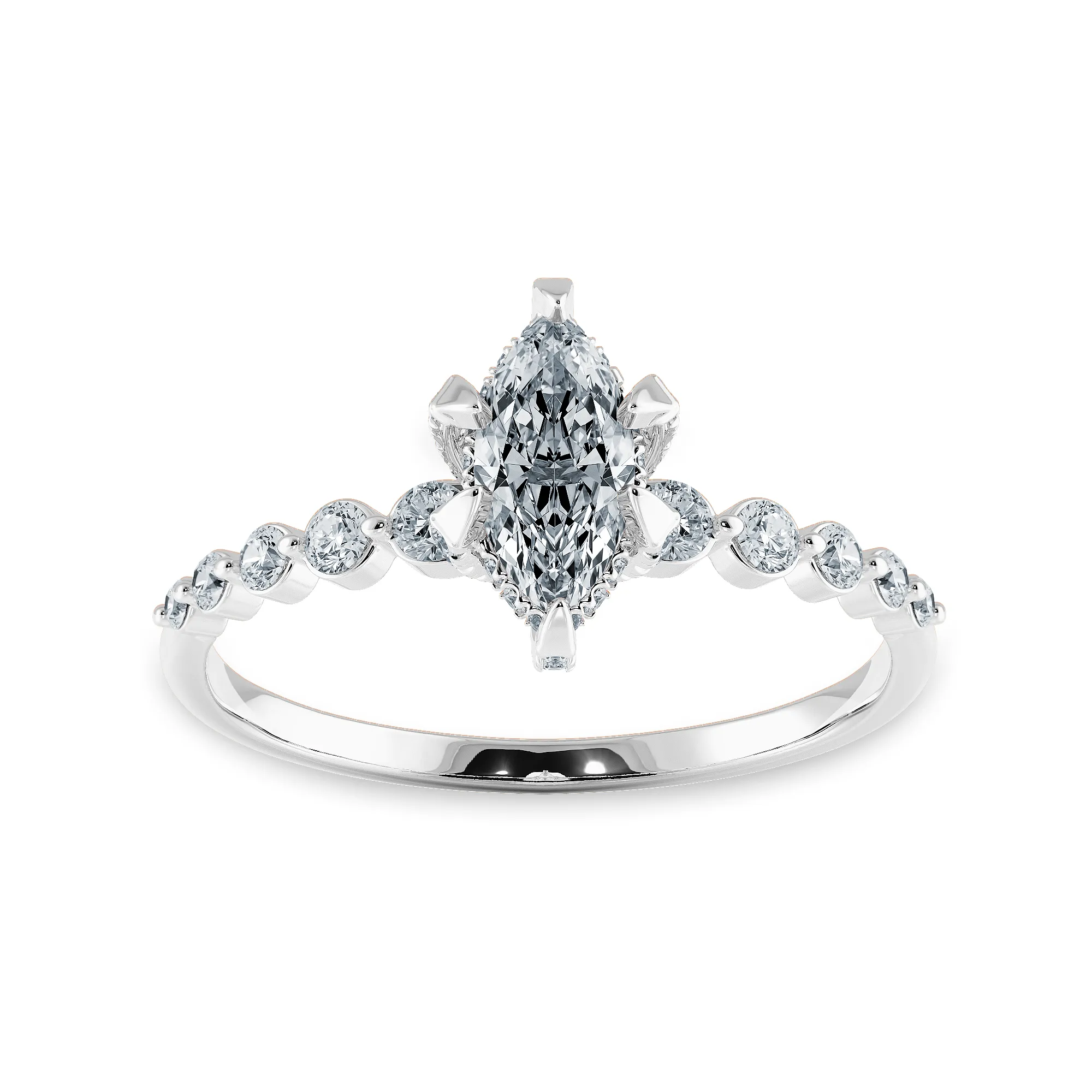 0.70cts Marquise Cut Solitaire Halo Diamond Accents Platinum Ring JL PT 2010-B