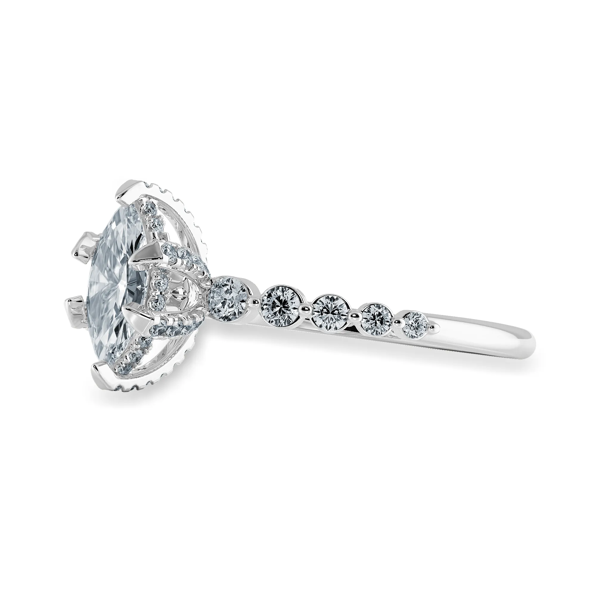 0.70cts Marquise Cut Solitaire Halo Diamond Accents Platinum Ring JL PT 2010-B