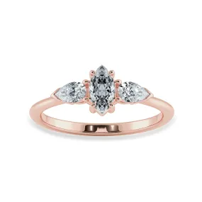 0.70cts. Marquise Cut Solitaire with Pear Cut Diamond Accents 18K Rose Gold Ring JL AU 1208R-B