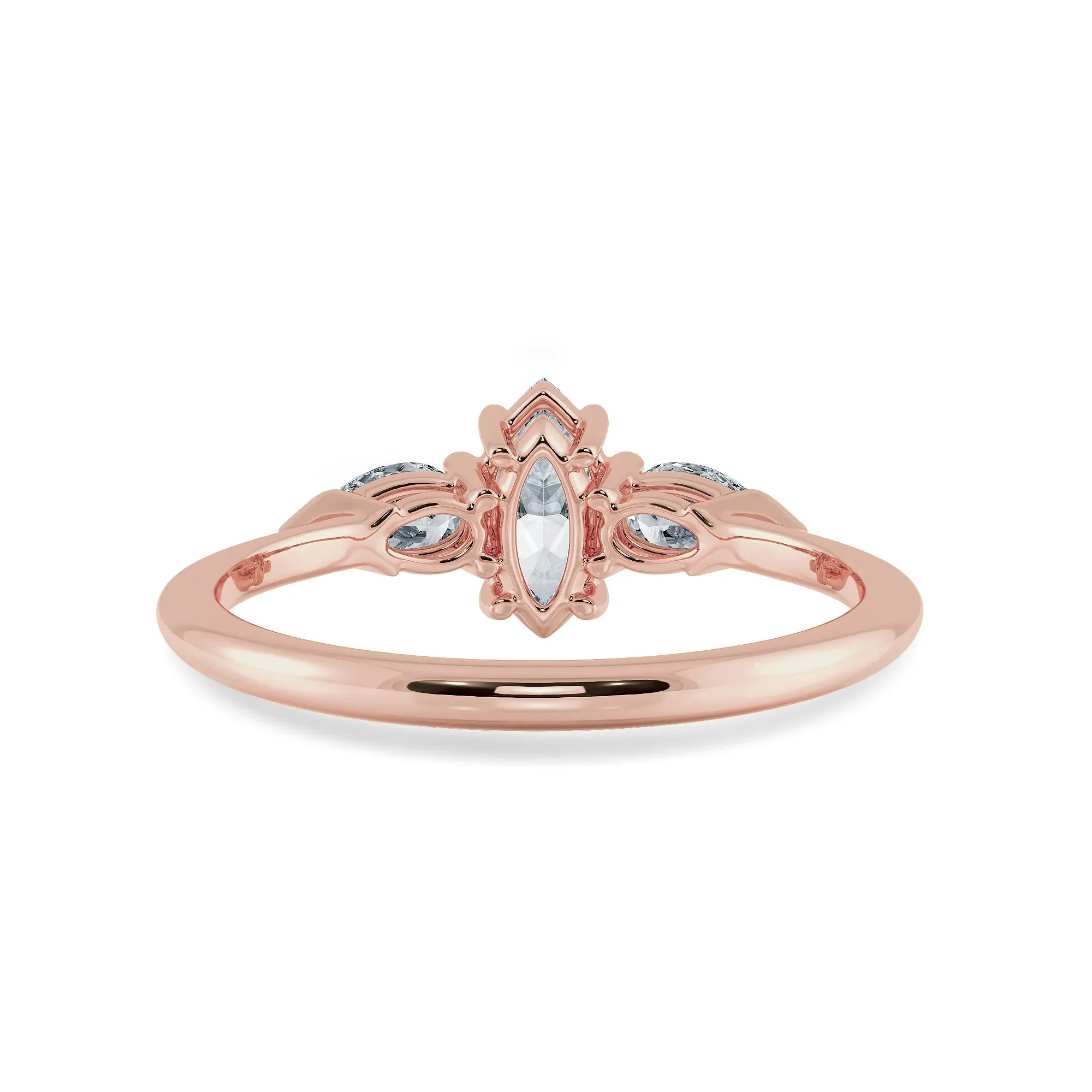 0.70cts. Marquise Cut Solitaire with Pear Cut Diamond Accents 18K Rose Gold Ring JL AU 1208R-B
